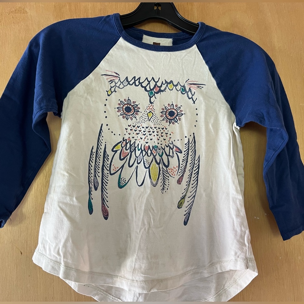 Tea collection girls sz 7 Owl Cotton Long Sleeve